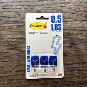 3M Command Small Wire‎ Hooks Blue 0.5 Lbs Pack of 3